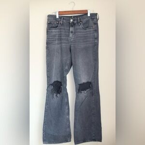 American Eagle Outfitters Gray Distressed Flare Jeans